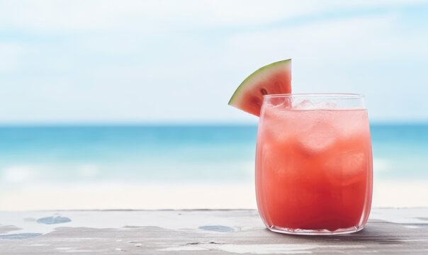 watermelon juice on the beach , Generative ai