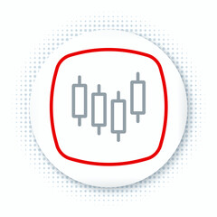 Line Browser with stocks market growth graphs and money icon isolated on white background. Monitor with stock charts arrow on screen. Colorful outline concept. Vector