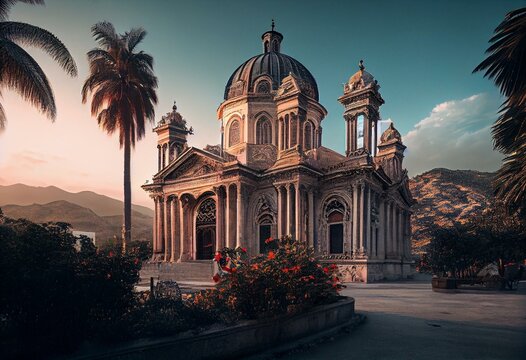 Morning at the Cathédrale Notre-Dame de l’Assomption in Cap-Haitien, Haiti. Generative AI