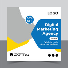 Digital marketing social media post banner template,
Creative Digital business marketing post banner template, Vector Promotion Square Banner Design
