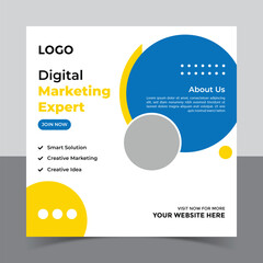 Digital marketing social media post banner template,
Creative Digital business marketing post banner template, Vector Promotion Square Banner Design