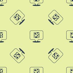 Blue Cheese icon isolated seamless pattern on yellow background. Vector