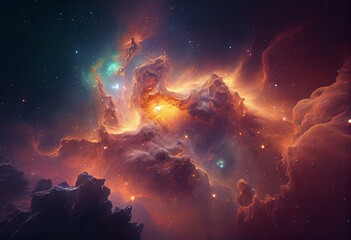 Fototapeta na wymiar Space Nebula. Generative AI
