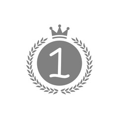 Number one quality with crown icon isolated on transparent background