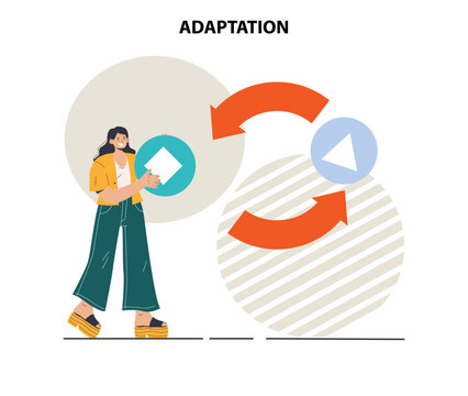Adaptation concept. Transformation in different situation. Change