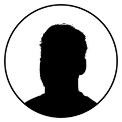 Silhouette of the Portrait of the Man or Guy for Profile Picture, Apps, Website or Graphic Design Element. Format PNG