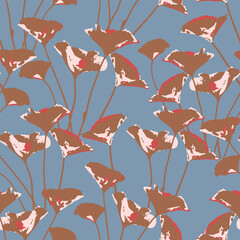 seamless hand drawn backyard flower pattern background