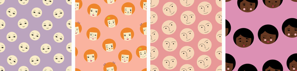 Feminine look, abstract personage, mascot design, funny face, cute icon