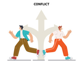 Conflict concept. Controversy or disagreement between people