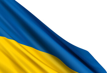 Background with realistic flag of Ukraine on a white background. Design element for support banners, Independence Day, Day of the National Flag, Constitution Day, Day of dignity and freedom.