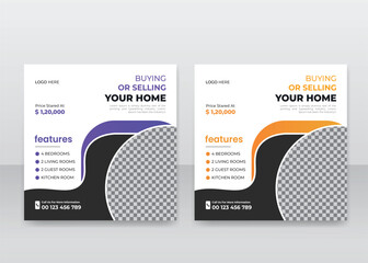 Modern corporate editable elegant real estate construction home for sale square ads web banner poster business social media post promotion template design