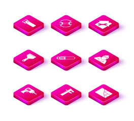 Fototapeta premium Set Electric drill machine, Calliper or caliper and scale, Putty knife, Chainsaw, Bricks, Builder, House repair and Wrench arrows as workflow icon. Vector