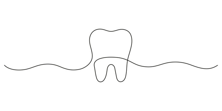 recommend clip art: Healthy tooth, continuous art line drawing. Dentistry health of teeth. Smooth whole healthy tooth. Single hand drawn outline style. Vector