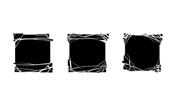 Set black square explode shapes. Cube broken, Vector geometric illustration concept