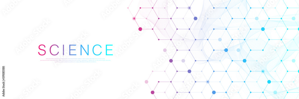 Aufkleber Modern technology vector illustration with square grid. Technology banner template cubes texture. Digital geometric abstraction with lines and dots