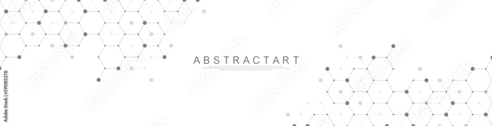 Aufkleber Modern technology vector illustration with square grid. Technology banner template cubes texture. Digital geometric abstraction with lines and dots