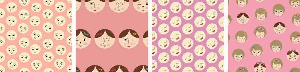 Feminine look, abstract personage, mascot design, funny face, cute icon