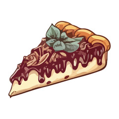 Slice of pizza vector flat icon. Isolated Italian food pizza emoji illustration. Vector illustration in cartoon style. Unhealthy food. Sausage, olives, green peppers and cheese. 