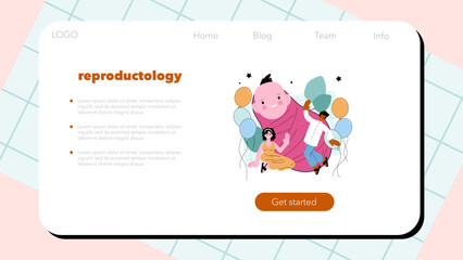 Reproductology and obstetrics web banner or landing page. Human reproductive
