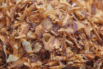 Pile of Katsuobushi (dried bonito flakes) close up
