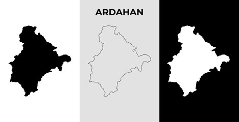 Map of Ardahan, Turkey region outline silhouette vector illustration, scribble sketch City of Ardahan map