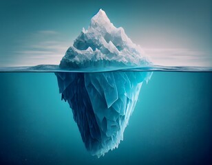 Fototapeta na wymiar iceberg concept, underwater risk, dark hidden threat or danger concept. Central composition, background, illustration digital generative ai design art style