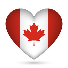 Canada flag in heart shape. Vector illustration.