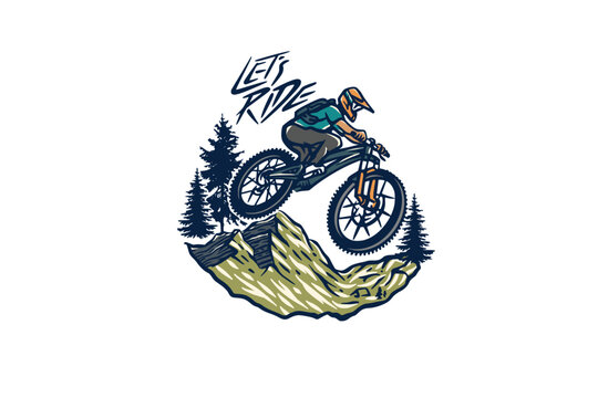 Downhill MTB biker vector illustratio, perfect for logo design t shirt and competition event