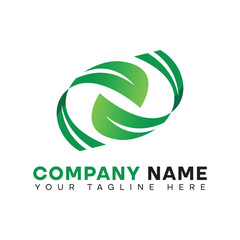 Abstract circular green leaf logo vector design template