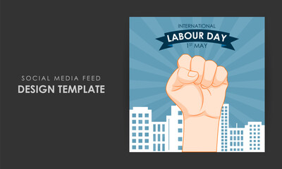 Vector illustration of International Workers' Day social media story feed mockup template