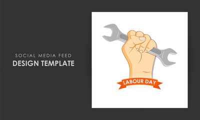 Vector illustration of International Workers' Day social media story feed mockup template