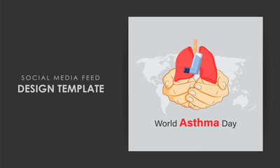 Vector illustration of World Asthma Day social media story feed mockup template