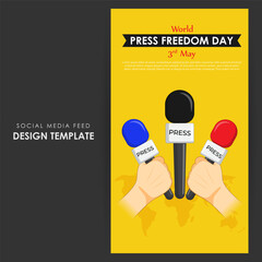 Vector illustration of World Press Freedom Day social media story feed mockup template