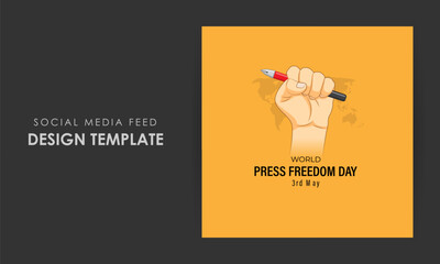 Vector illustration of World Press Freedom Day social media story feed mockup template