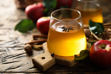 Traditional hot cider with spices	