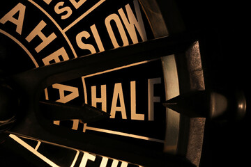 engine order telegraph in half ahead position