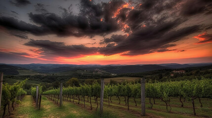 Fototapeta na wymiar The Vineyards of Italy, Italian countryside, AI Generated