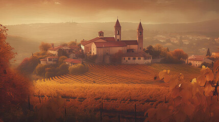 Fototapeta premium The Vineyards of Italy, Italian countryside, AI Generated