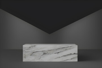 Marble Product Podium Isolated On Black 3D Background