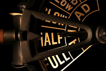 engine order telegraph in half ahead position