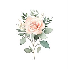 Watercolor rose bouquet isolated, generative ai
