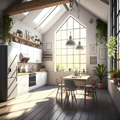 Fototapeta premium Cosy kitchen interior, generative ai