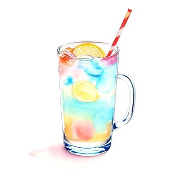 Watercolor ice tea isolated, generative ai