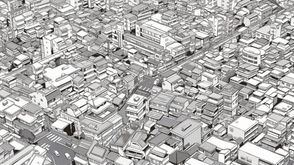 Sketch of the slum from arial view