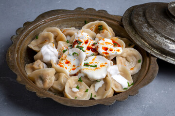 Pelmeni ravioli or Russian ravioli (Turkish name; manti)