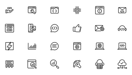 Software development icon collection. Programming coding icon set. Programmer and developer symbol