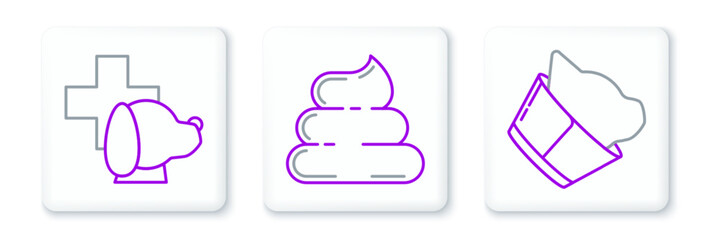 Obraz premium Set line Veterinary clinic symbol, and Shit icon. Vector