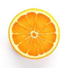 Fototapeta na wymiar A slice of a raw organic and fresh orange on white background Generative AI Illustration