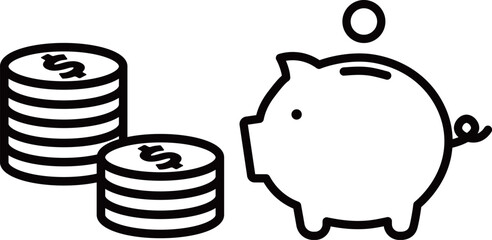 コイン　豚の貯金箱　アイコン