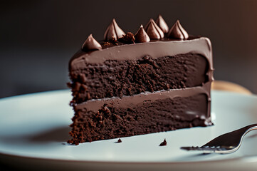 Slice of delicious chocolate cake